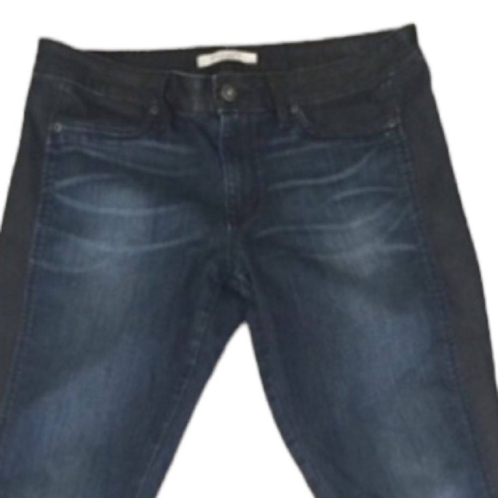 Rich & Skinny size 31 dark blue jeans with black denim tuxedo side stripe